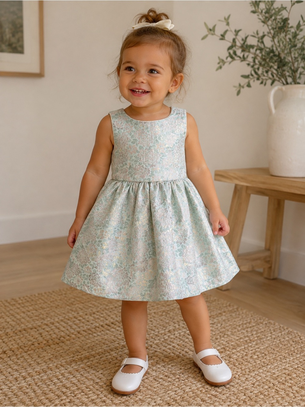 CINDERELLA COUTURE Green Gold Metallic Tulle Dress Up Dress 2